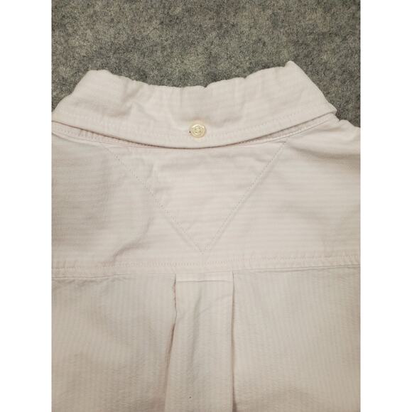 Tommy Hilfiger Women's Size Large Pink & White Stripe Button Down Shirt Preppy - Picture 5 of 6